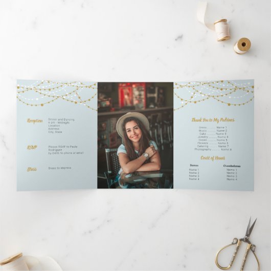 Rainy Day Blue写真キンセアニェラ 三つ折り招待状 (内部)