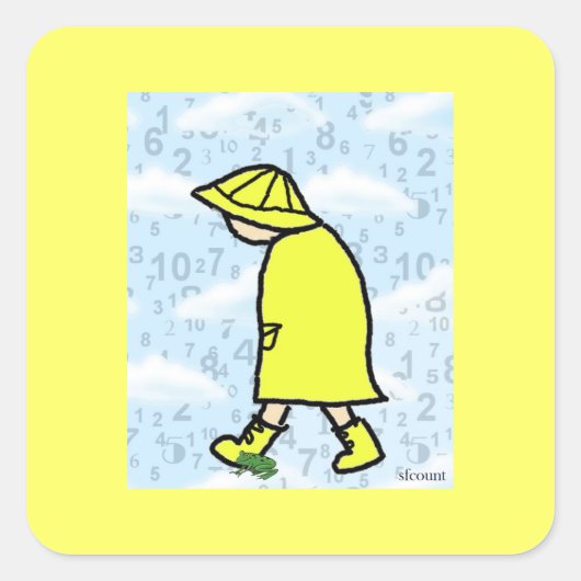 Rainy Day Boyステッカー スクエアシール (正面)