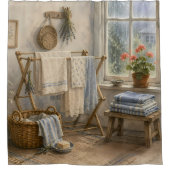 Rainy Day Cottage Laundry Room シャワーカーテン (正面)