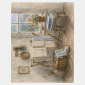 Rainy Day Cottage Laundry Room フリースブランケット (正面)