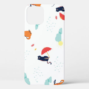Rainy Day Friends: Cat Dogヴィンテージ iPhone 12ケース