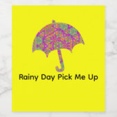 Rainy Day Pick Me Up Umbrella Design ワインラベル (シングルラベル)