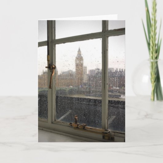 Rainy Day View on Big Ben - London Greeting Card カード (正面)