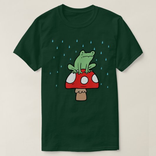 Rainy FrogToadstoolCottagecoreGoblincoreFairy  Tシャツ (デザイン正面)