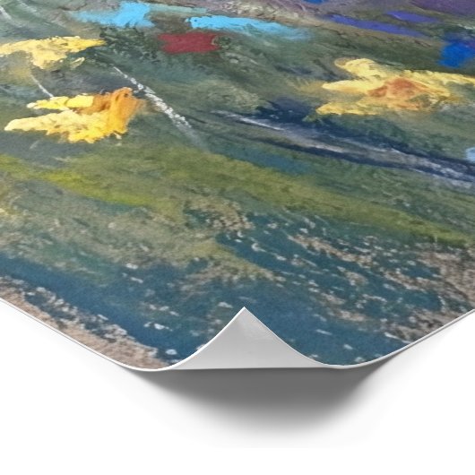 Rainy Garden Stroll - Pastel Painting Style Art ポスター (角)