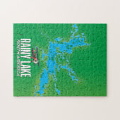 Rainy Lake 北米 湖 マップ ジグソーパズル (横)