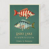 Rainy Lake Ontario Minnesota 魚 ポストカード (正面)