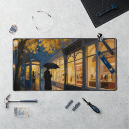 Rainy London Street Oil Painting Desk Mat デスクマット