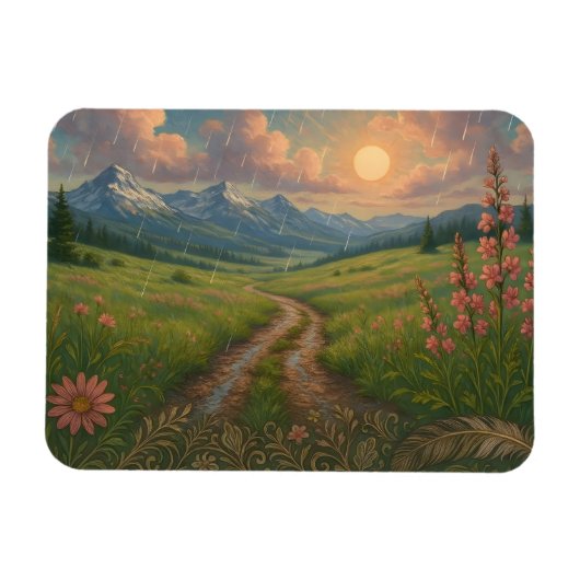 Rainy Mountain Morning マグネット (横)