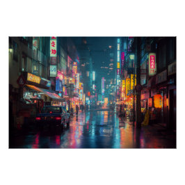 Rainy Neon Tokyo Alley ポスター