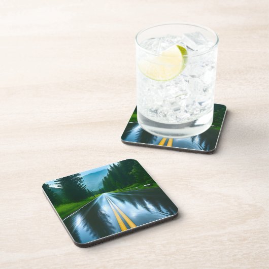 Rainy Road Reflections Beverage Coaster コースター (右側)