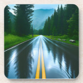 Rainy Road Reflections Beverage Coaster コースター (正面)