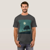 Rainy Solitude – Lonely Person & Tree Illustration Tシャツ (正面フル)
