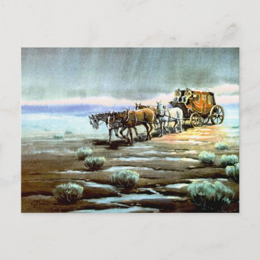 RAINY STAGECOACH by SHARON SHARPE ポストカード (正面)