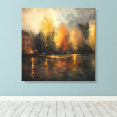 Rainy town abstract Ai art キャンバスプリント (インサイチュ (ウッドフロア))