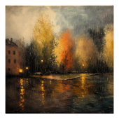 Rainy town abstract Ai art ポスター (正面)