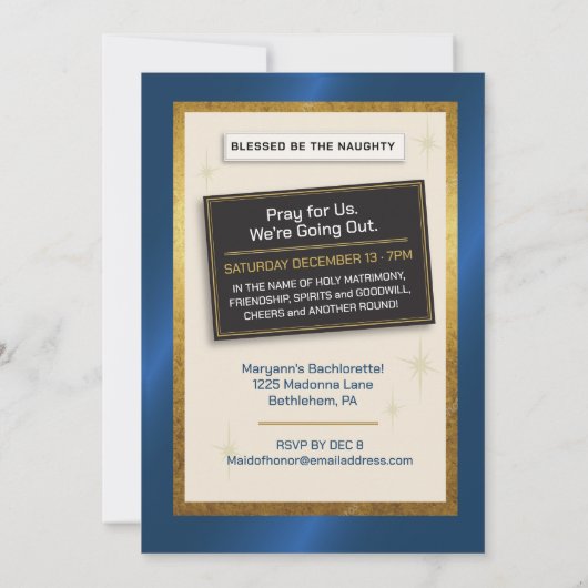 Raise Hell Before Wedding Bells, Bachelorette 招待状 (裏面)