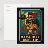 Raise Hell Skeleton Waitレスレトロ シーズンポストカード (正面/裏面)