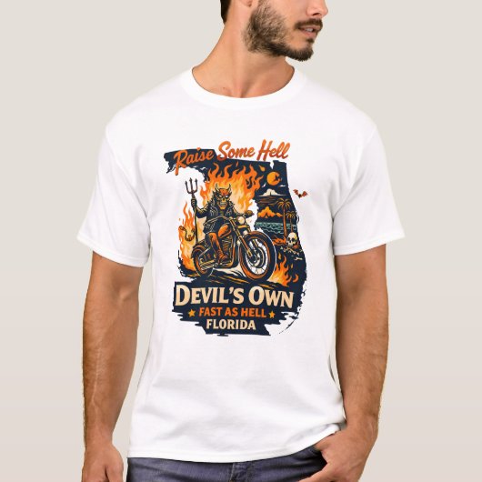 Raise Some Hell Vintage Biker Design Tシャツ (正面)