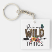 Raise Wild Things Leopard Print花矢印 キーホルダー (正面)