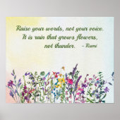 Raise Your Words Quote Watercolor Wildflowers  ポスター (正面)