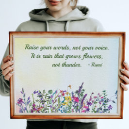 Raise Your Words Quote Watercolor Wildflowers ポスター