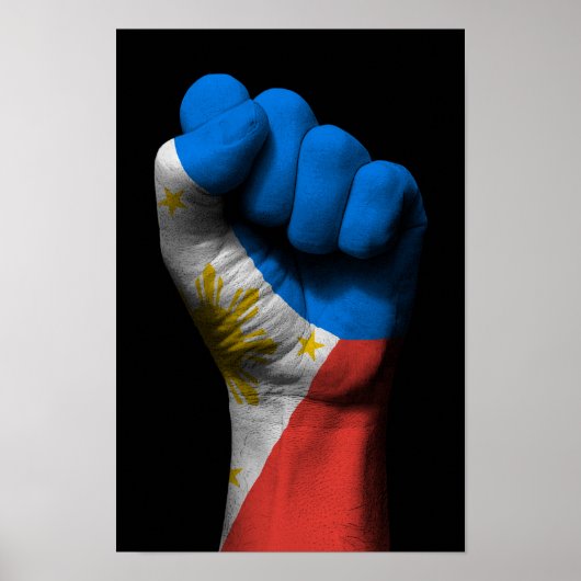 Raised Clenched Fist with Filipino Flag ポスター (正面)