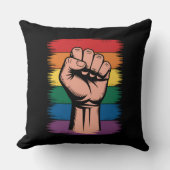 Raised FistプライドレインボーLGBTQサポート権 クッション (正面)