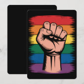 Raised FistプライドレインボーLGBTQサポート権 招待状 (正面/裏面)