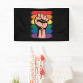 Raised FistプライドレインボーLGBTQサポート権 横断幕 (インサイチュ)