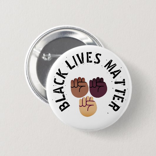 Raised Fist - Black Lives Matter 缶バッジ (正面&裏面)