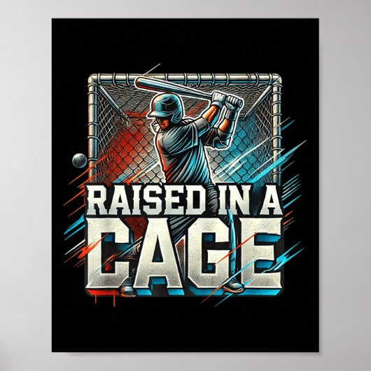 Raised In A Cage Baseball Training, Batting Cage D ポスター (正面)