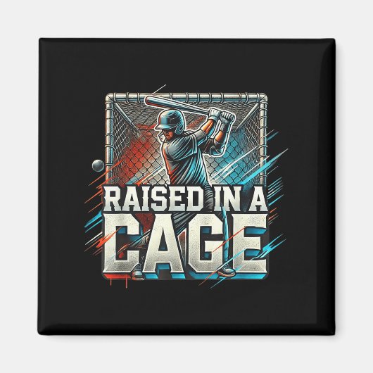 Raised In A Cage Baseball Training, Batting Cage D マグネット (正面)
