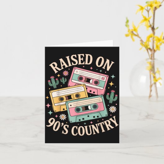 Raised On 90's Country Music Retro Cette Design  カード (黄色い花)