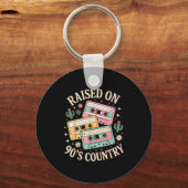 Raised On 90's Country Music Retro Cette Design  キーホルダー (正面)