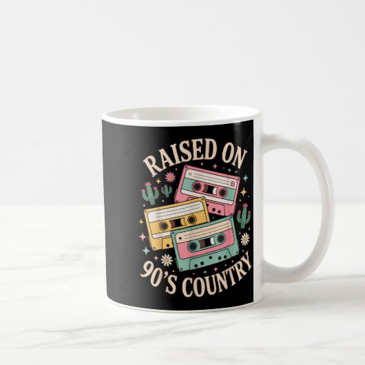 Raised On 90's Country Music Retro Cette Design  コーヒーマグカップ (右)