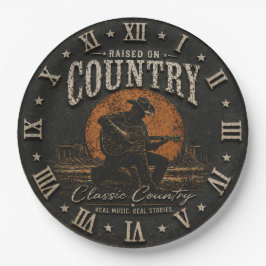 Raised on Country Music Rustic Western Farmhouse ペーパープレート
