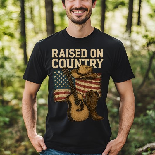 Raised on Country Music USAウェスタンスタイル Tシャツ