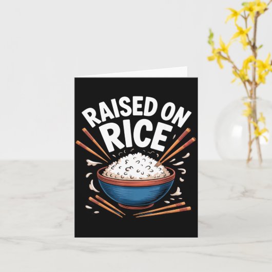 Raised On Rice Food Lover Bowl Design For Fun Casu カード (黄色い花)