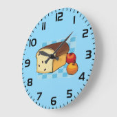 Raisin Bread Loaf and Red Apples ラージ壁時計 (傾斜)