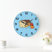 Raisin Bread Loaf and Red Apples ラージ壁時計 (ホーム)