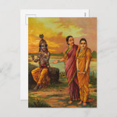 Raja Raviによるラダへの愛を宣言するクリシュナ シーズンポストカード (正面/裏面)