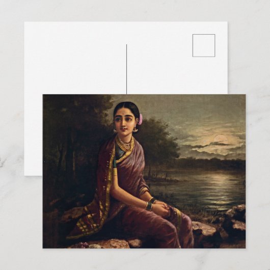 Raja Ravi Varma - Radha In The Moonlight ポストカード (正面/裏面)