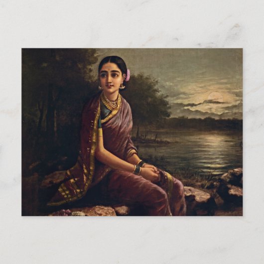 Raja Ravi Varma - Radha In The Moonlight ポストカード (正面)