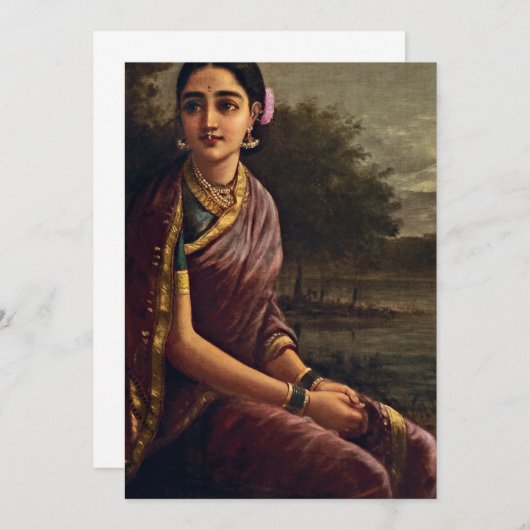 Raja Ravi Varma - Radha In The Moonlight 招待状 (正面/裏面)