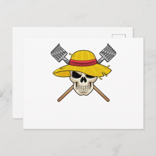 Rakeとのスカルとしてハットを農家として持つ ポストカード (正面/裏面)