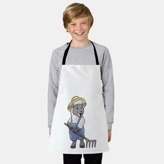 Rake & Hatとの農家としての羊 エプロン (着用した状態)