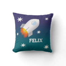 Rakete mit Sternen 2 | personalisierbares Kissen 