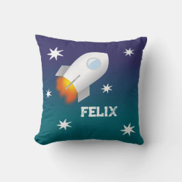 Rakete mit Sternen 2 | personalisierbares Kissen  クッション