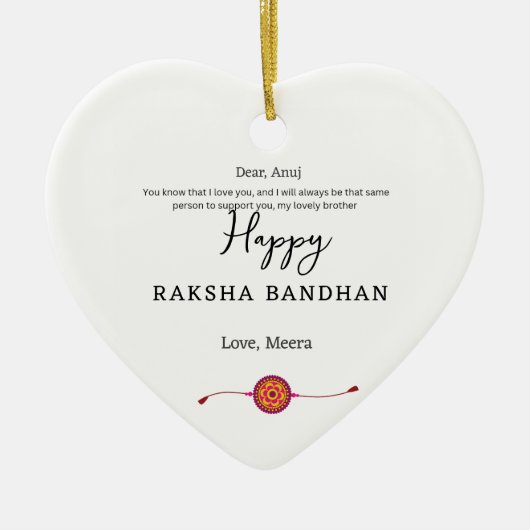 Raksha bandhan, happy rakhi card, セラミックオーナメント (正面)